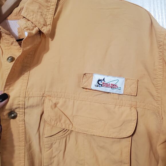World Wide Sportsman Fishing Shirt Vented Button Down Outdoor Short Sleeve Large - Picture 2 of 6